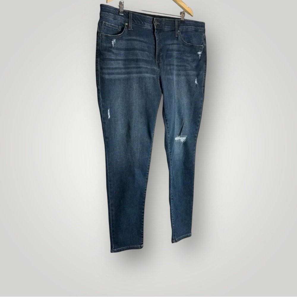 Lularoe Skinny Distressed Jeans Size 22W Dark Wash Slimming Panels EUC - Picture 3 of 12